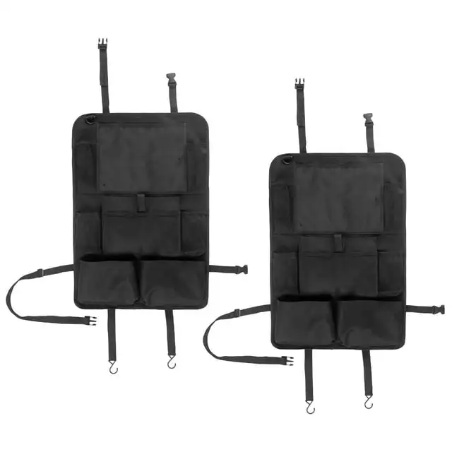 Confezione da 2 organizer per auto: supporto per tablet sul sedile posteriore con tasche, nero
