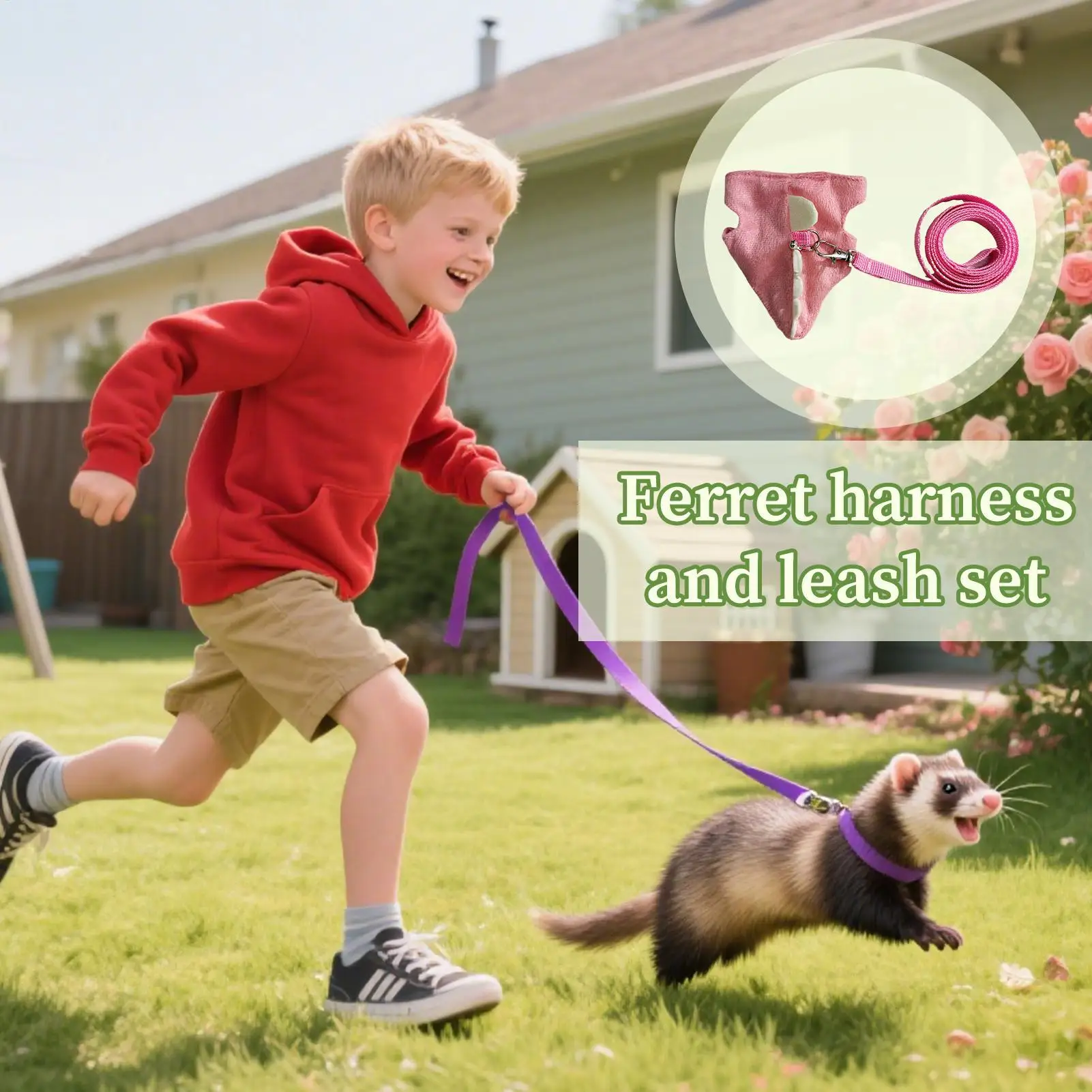 الأرنب تسخير الأرنب الصغير المشي الملابس تسخير المقاود لطيف لينة النمس الاشياء اكسسوارات للقطط شينشيلا يوميا #1