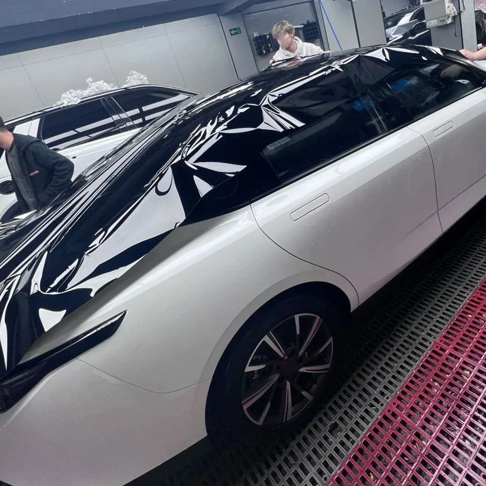 

PET Crystal Black Car Vinyl Film Automotive Floating Roof Decorative Film Air Bubble Free Car Roof Color Change Decoration Film