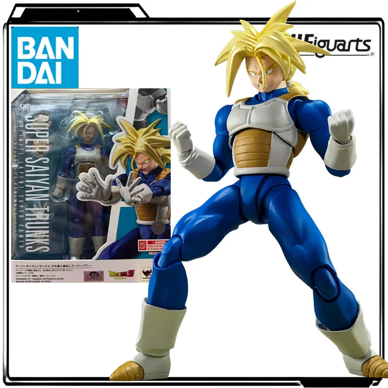Bandai genuíno s.h. figuarts anime figura super saiyan troncos figura de ação brinquedos para menino crianças presente modelo colecionável ornamentos