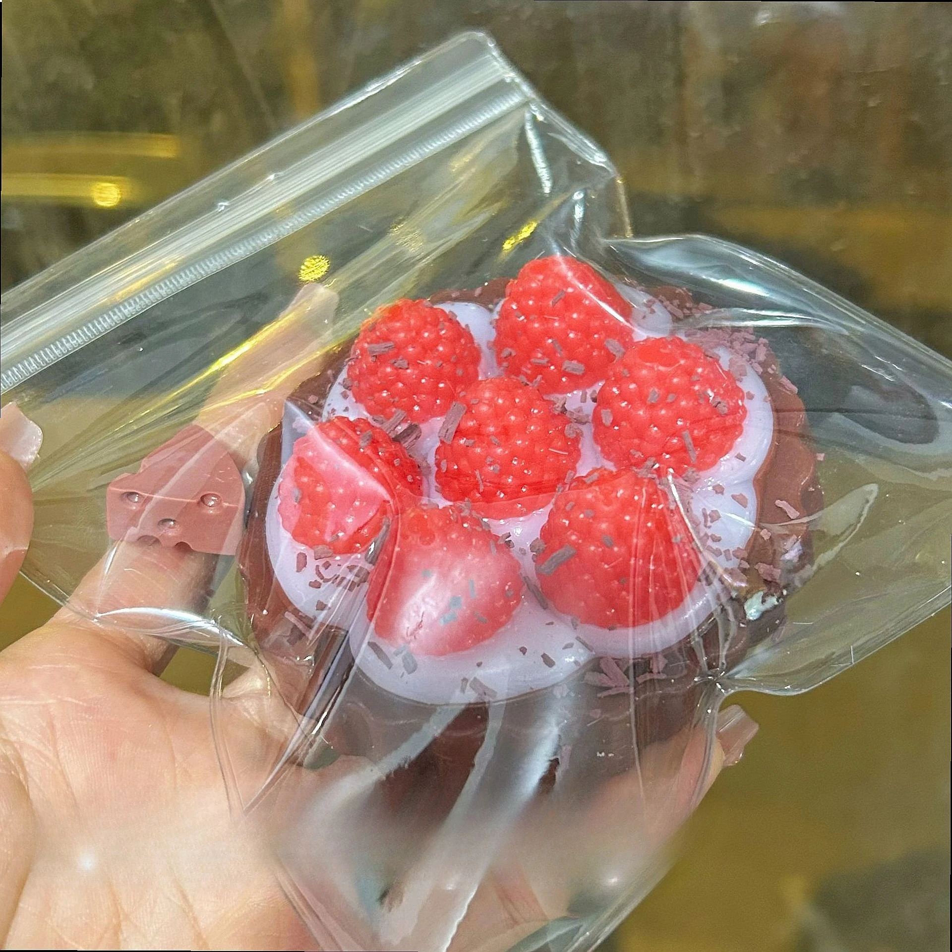 TPR Strawberry Tower Squishy Food Toy Cement Texture Stress Relief
