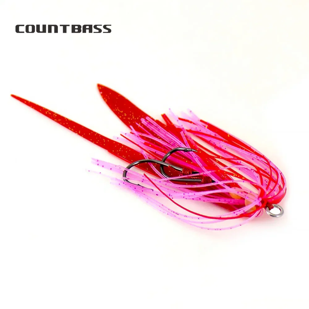 

COUNTBASS 10pcs Silicone Rubber Skirt Rig Assist Hook for Fishing Slider Tai Kabura Jig Bottom Madai Squid Snapper Jigging