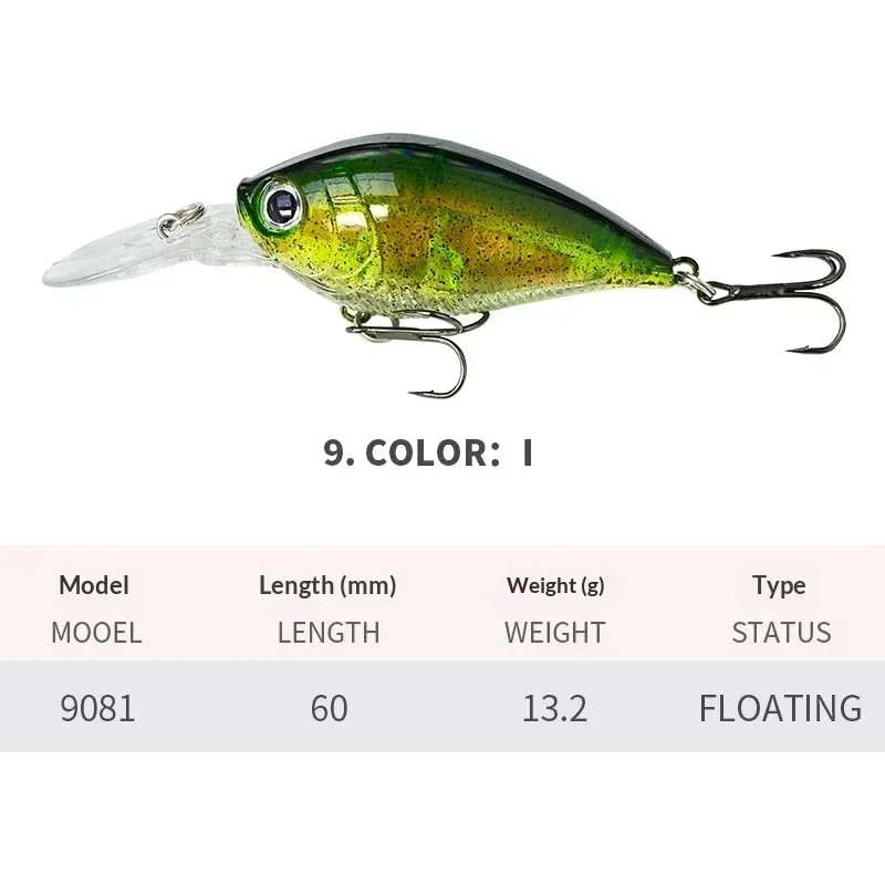 60mm 13,2g Crankbait Angelköder Schwimmender Wobbler Jerkbait Tief Tauchender Langer Lippenköder Künstlicher Harter Köder Angelzubehör