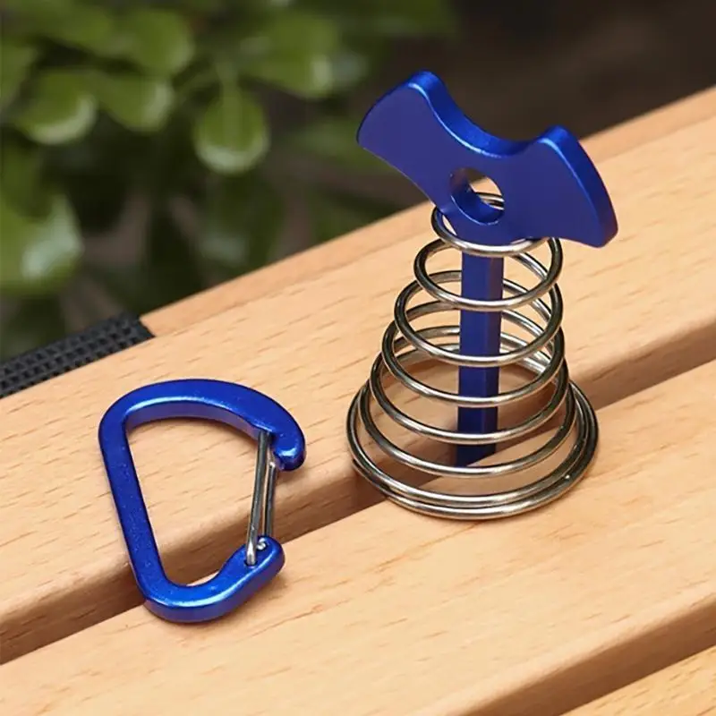 

652F 10Pcs Deck Anchors Peg Windproof Fish Bone Tent Stakes with Spring Buckles Wind Rope Anchors Camping Tent Peg Easy to Use
