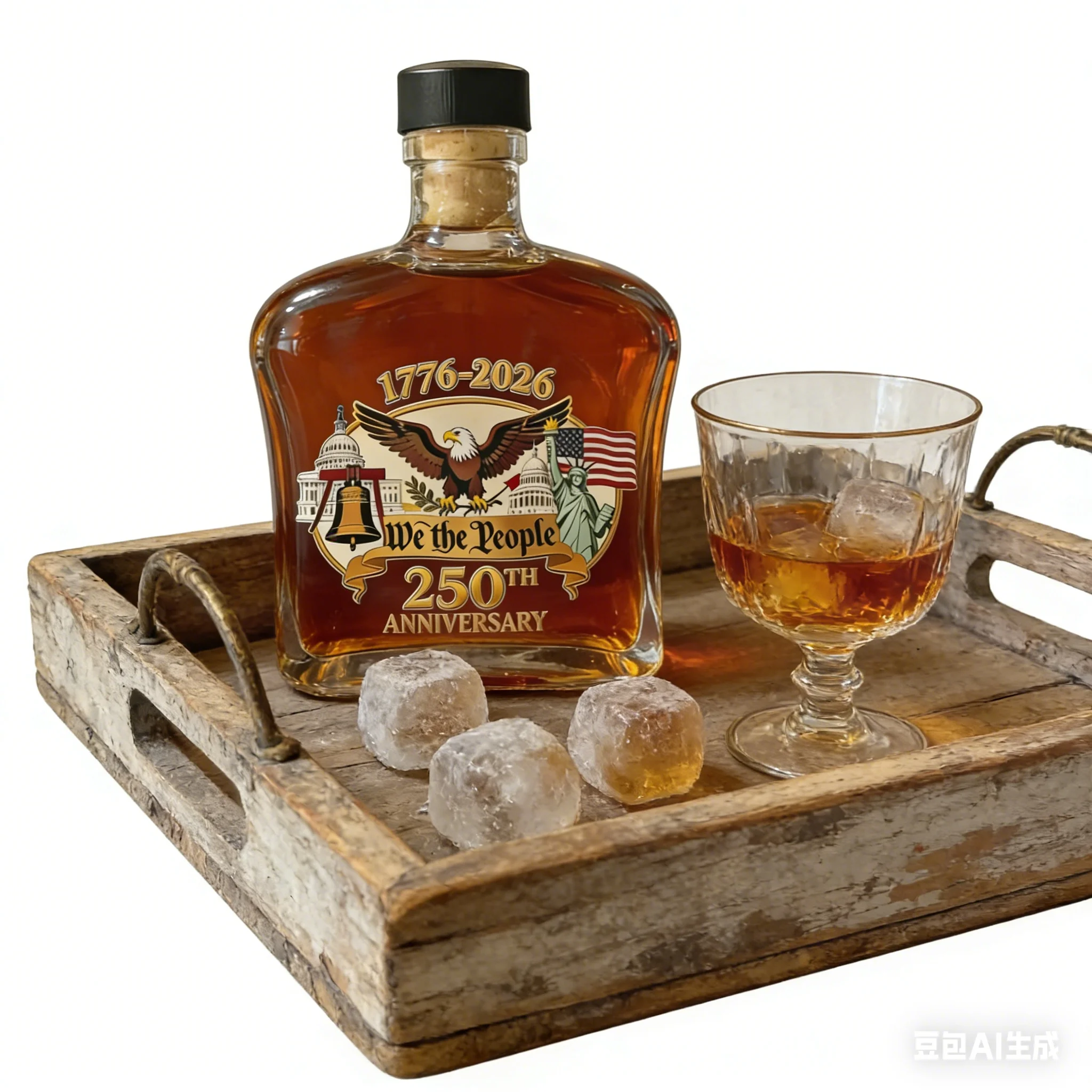 We the People 250th Anniversary Whiskey Decanter American Patriotic Special Edition 750ml Glass Bottle for Bourbon Scotch 1776-2