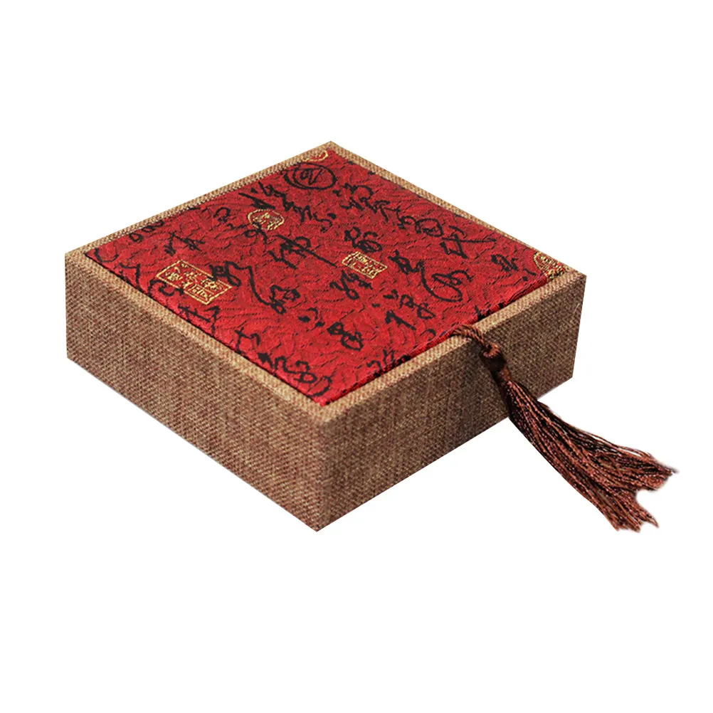 1Pcs Buddhist Beads Box Chinese Retro Red Tassel Jewelry Gift Case Premium Letter Gift Packaging Box Multifunction