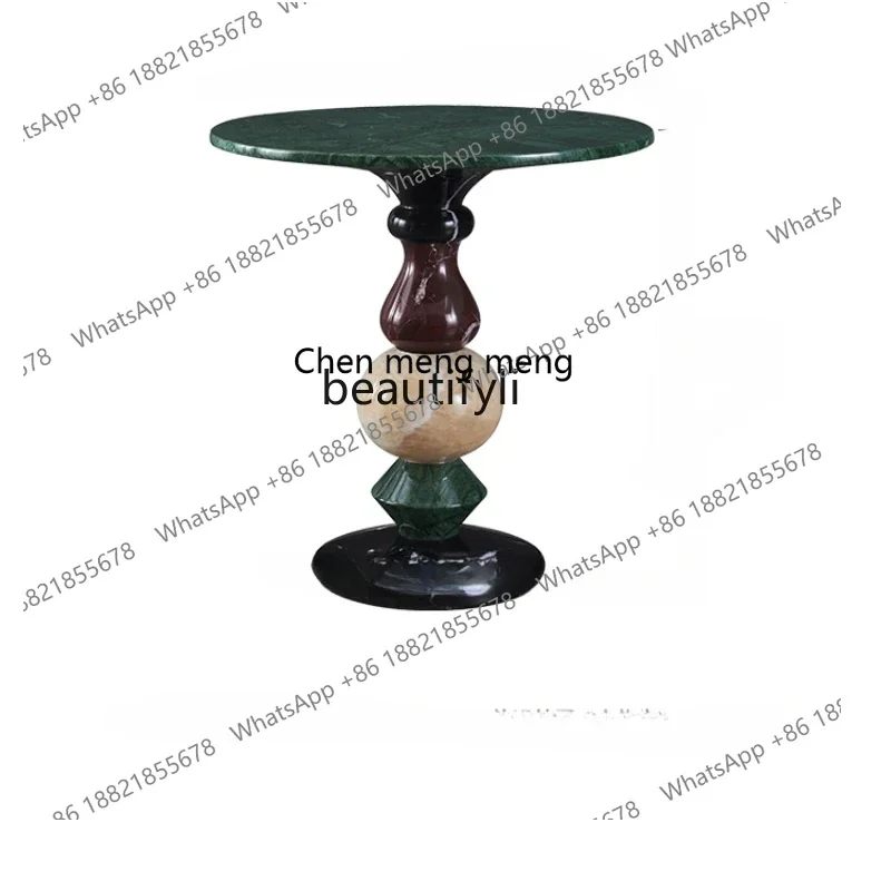 X Q Marble Small Coffee Table Simple Balcony Leisure Small round Table Conference Table Living Room Sofa Side