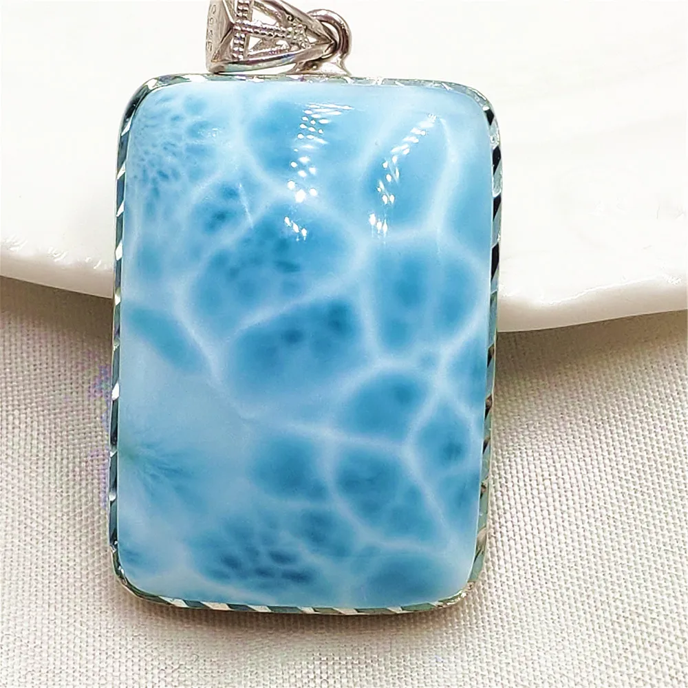 Natural Blue Larimar Pendant 56x30x12mm Women Men Water Drop Larimar Big Necklace Fashion Jewelry Gemstone AAAAAA