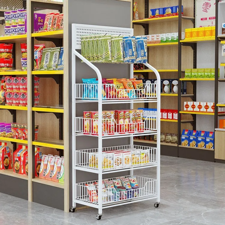 Multi-layer removable supermarket snack shelves cart convenience store checkout page home storage shelves