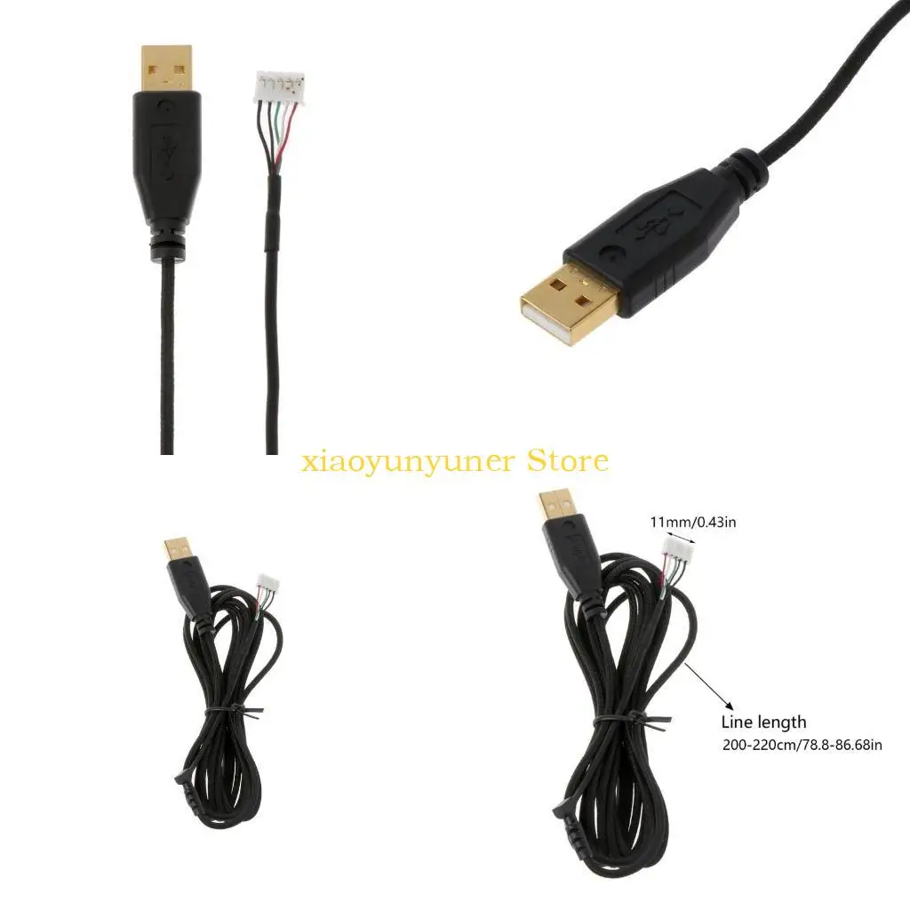 P9JB Gold Plated Nylon USB Mouse Cable Replacement Wire for Naga 2014 Mouse