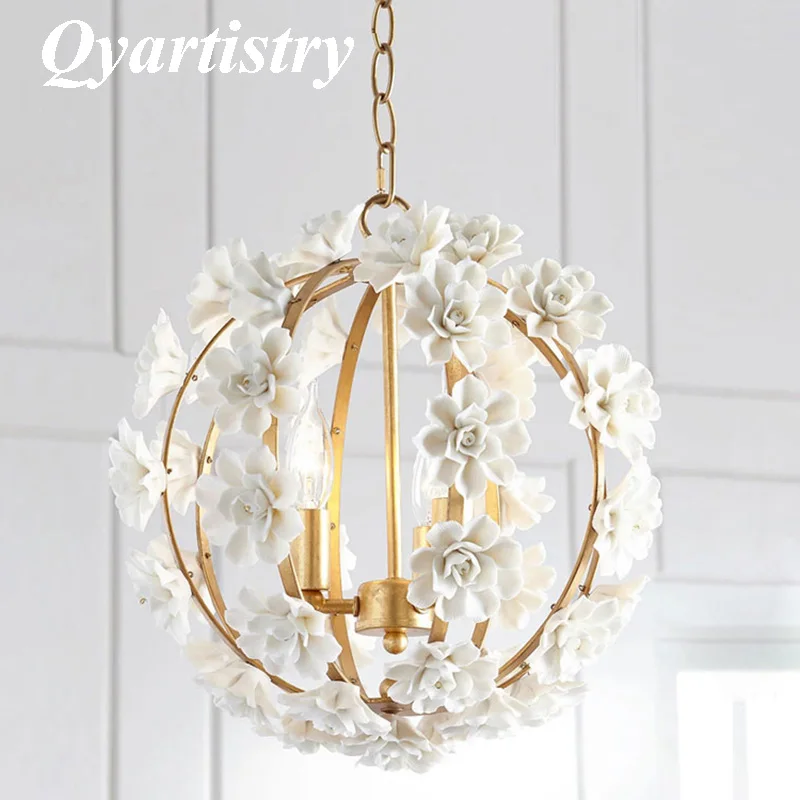 Retro Vintage Royal Empire Ball Style Big Led white flower Modern Chandelier Lamp Lustres Lights For Living Room bedroom hall