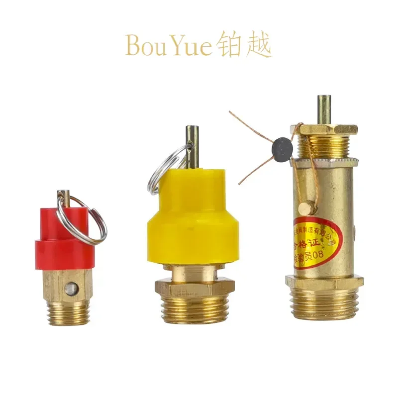 for Pneumatic Air Compressor Safety Valve Unloading Relief Valve 1/4 Inch 8kg Red Yellow Cap Exhaust Pressure Regulator