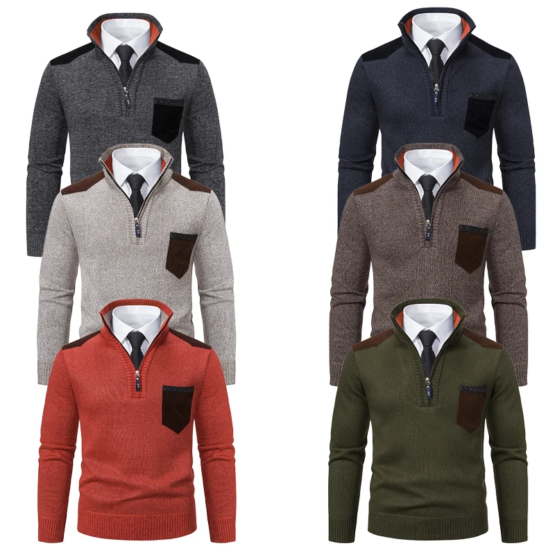 

2025 New Winter Thickened Stand Collar Half-Zip Pullover Sweater for Men,Multi-Color Versatile Casual Warm Mens Sweater Cardigan