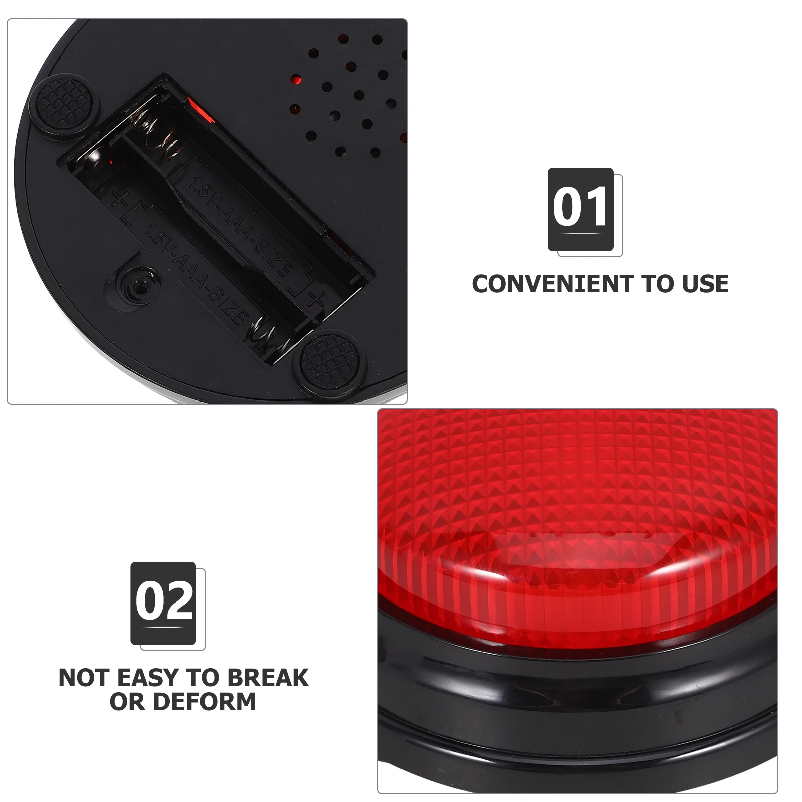 

1pc Alarm Sound Button Toy for Party Supplies Decor Favor Gaming Prank Sound Light Effect Plastic Material Powered