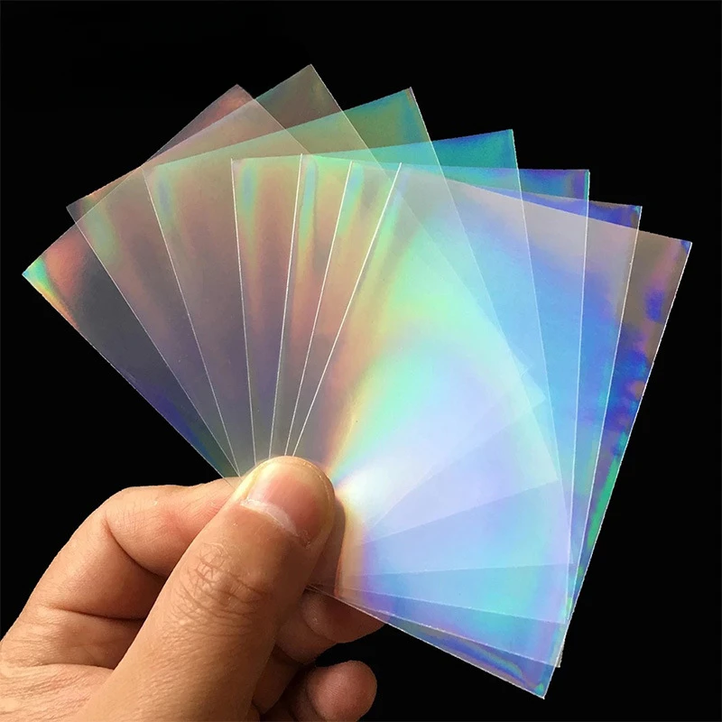 50pcs Board Game Card Sleeves Sweet Heart Foil Transparent Laser Clear Photo Kpop Protector Trading Cards Shield Cover