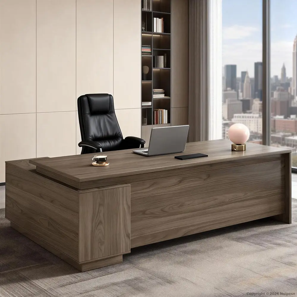 

L Shaped Executive Desk with Locking Drawers Modern Commercial Grade Business Office Furniture Heavy Duty Wood Computer Worksta
