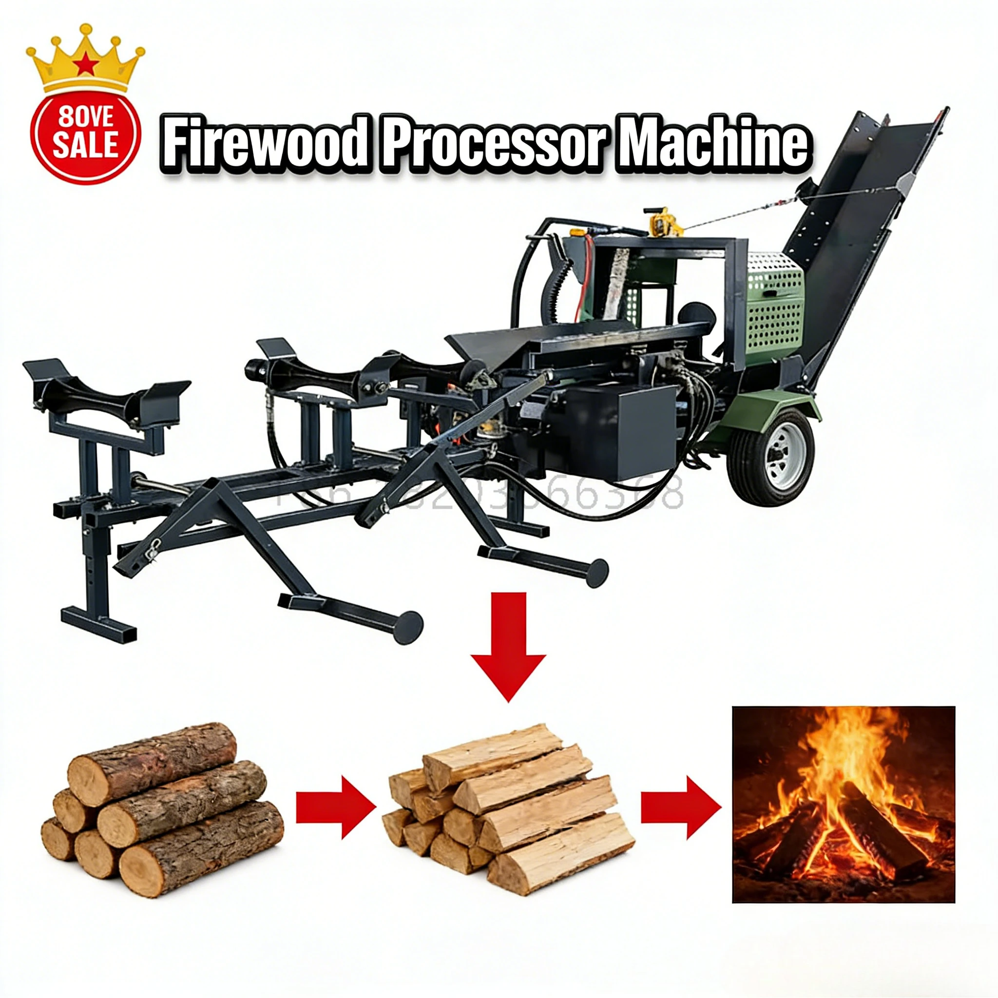 

Индивидуальный промышленный дровокол для заготовки дров, большой цилиндрический распиловщик бревен, тандемный трактор с двигателем 15 л.с., 15-тонная машина для резки дров