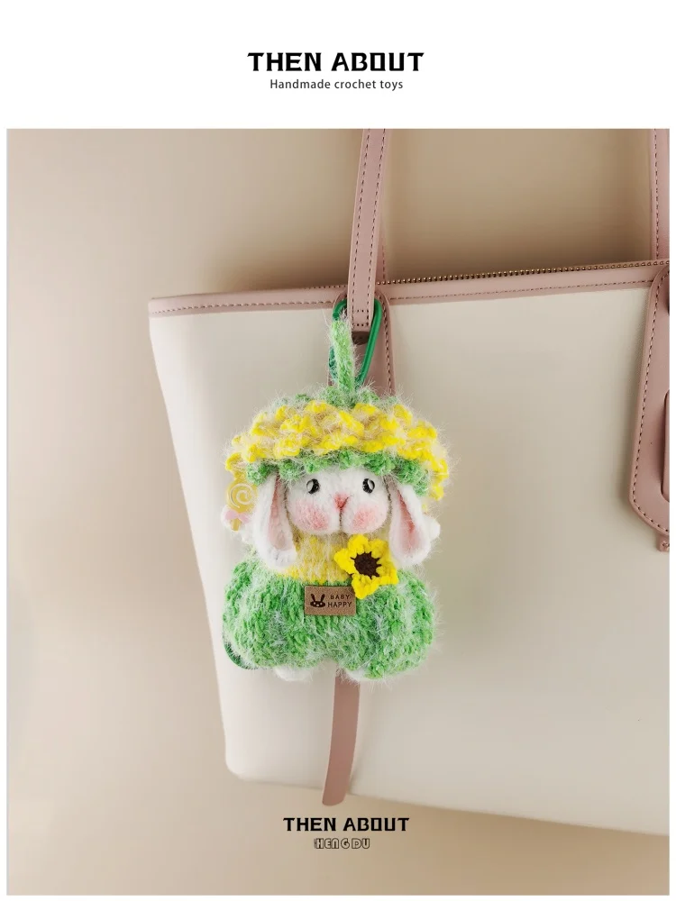 Sunflower Sugar Rabbit Doll Bag Charm Keychain High-End Gift Teacher Cartoon Animal Pattern Brand Unbranded Spring 2025