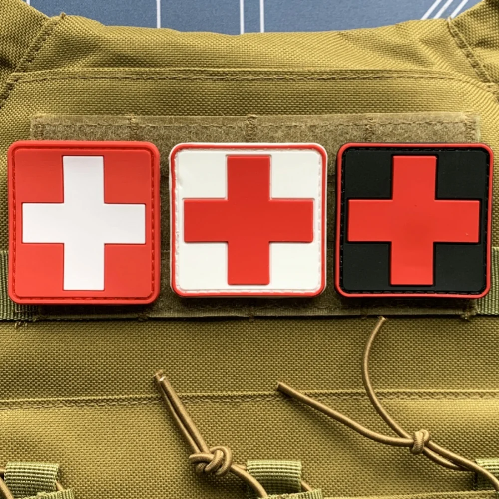 

Cross Shaped Soft Rubber PVC Tactical Military Patch Medical Red Cross Rescue Morale Armband Backpack Accessorie Cloth Patches