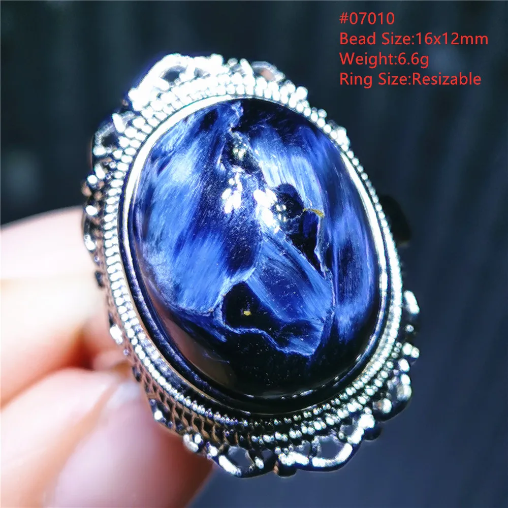 Natural Blue Pietersite Ring Adjustable Namibia Ring Woman Chatoyant Yellow Pietersite Beads Fashion Silver Jewelry Gift AAAAAA
