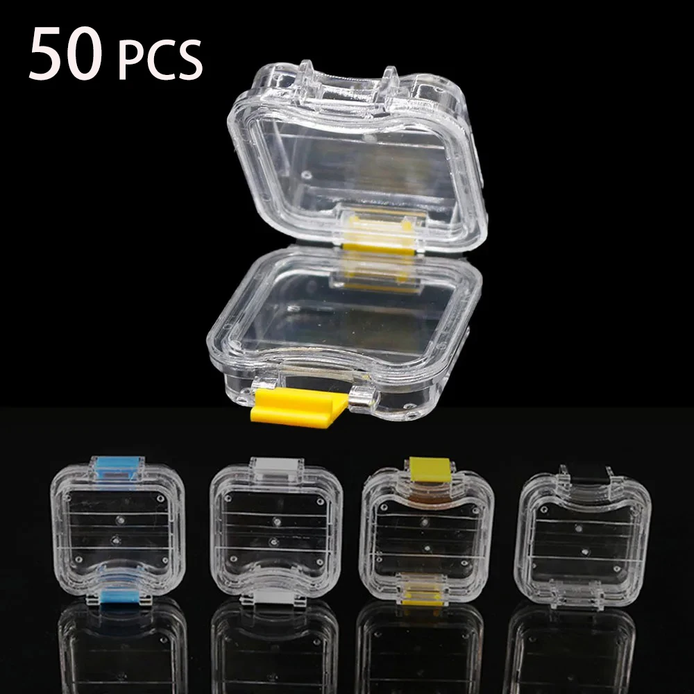 

50PCs Denture Storage Box Small Dental Crown Box With Transparent Flexible Film Implant Plastic Denture Tooth Box Molar Case Box