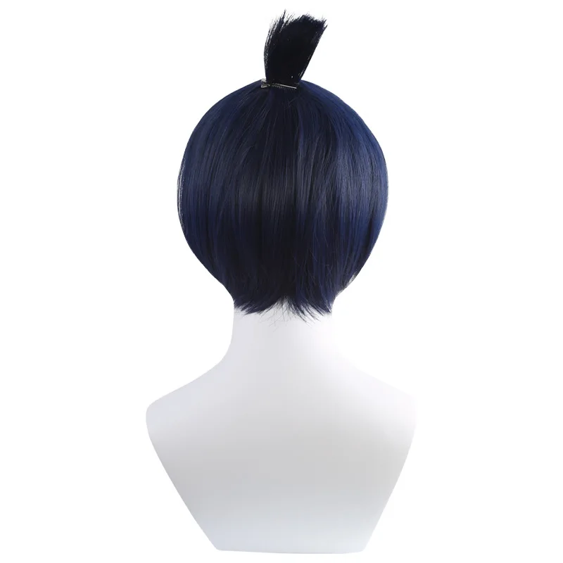 Anime Chainsaw Man Hayakawa Aki Cosplay Wig Unisex Short Ponytail Heat Resistant Synthetic Hair Wigs Halloween Props Accessories