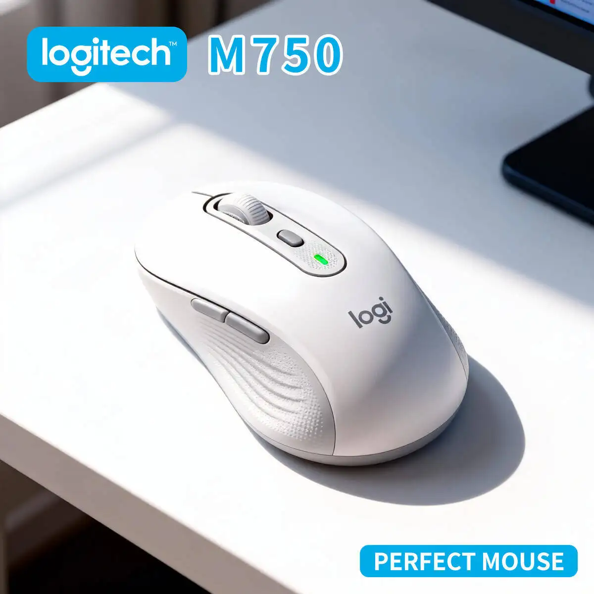 

Logitech M750 Multi-Device Bluetooth Mouse Ergonomic Silent Click 2.4GHz Wireless For Windows Chromebook Tablet Home Work
