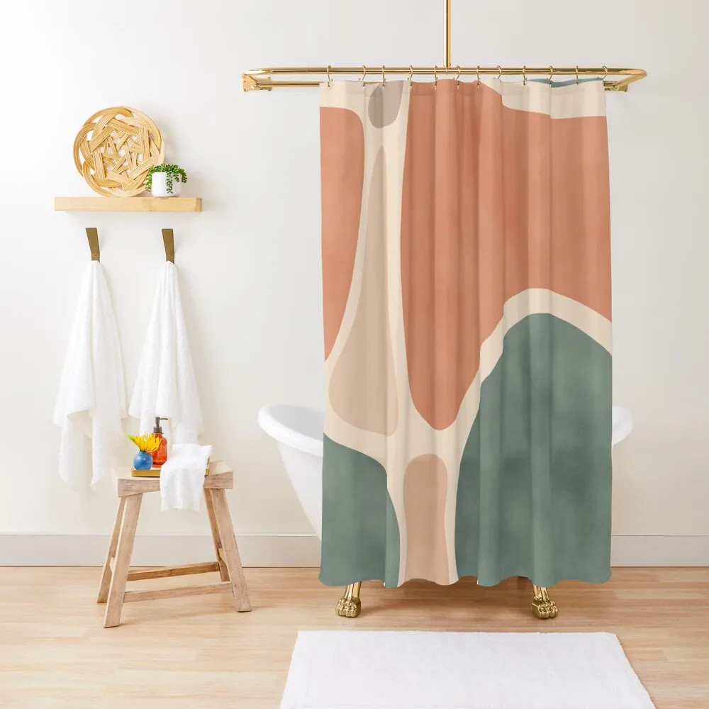 

Earth Tones Shapes Shower Curtain For Shower Waterproof Fabric Shower Set For Bathroom Funny Curtain