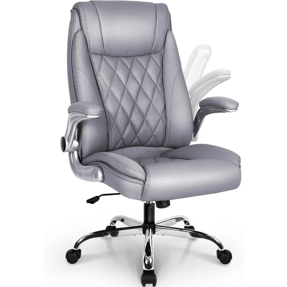 

NEO CHAIR Office Chair Computer High Back Adjustable Flip-up Armrests Ergonomic Desk Chair Executive Diamond-Stitched PU Leather