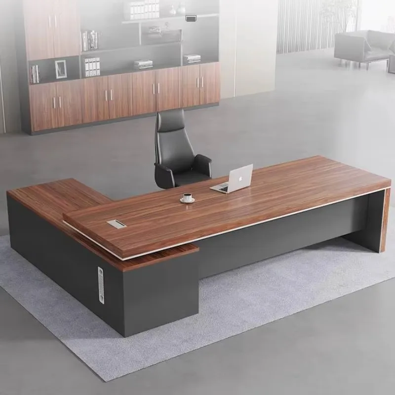 Floor Drawers Storage Office Desk Luxury Work Bookshelf European Modern Office Desk Boss High Quality Escritorio Furniture