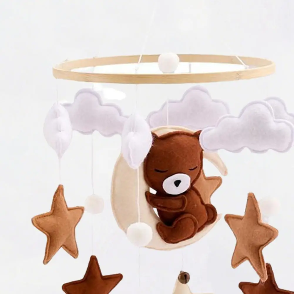 Handgemaakte babymobiel Handgemaakte vilten babybedjemobiel met slapende beer Wolken Sterren Kinderkamer Decor voor jongens Meisjes voor baby's