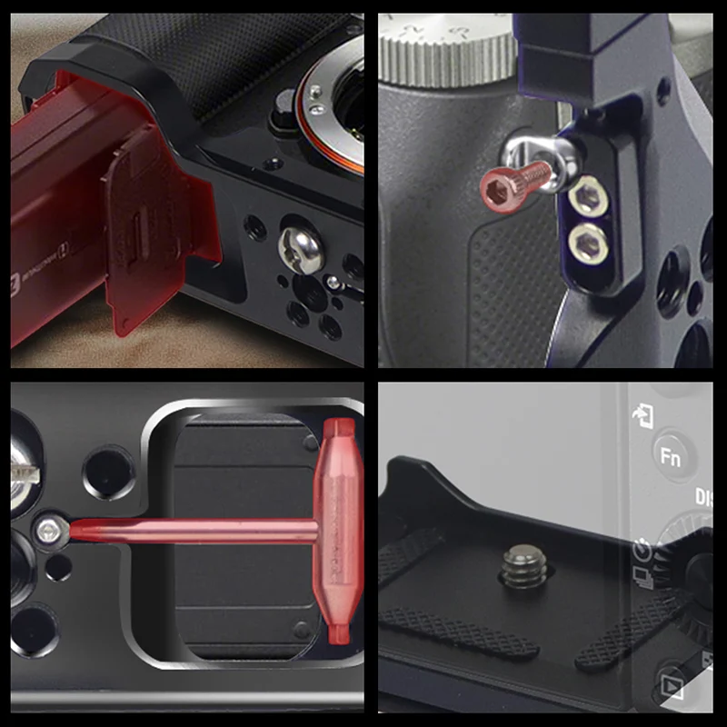 BGNing A7C2 A7CII A7CR Schnellwechselplatte L-Halterung Holzgriff Vollständige Abdeckung Kamerakäfig für Sony A7C SLR Handgriffhalter – Detail 32