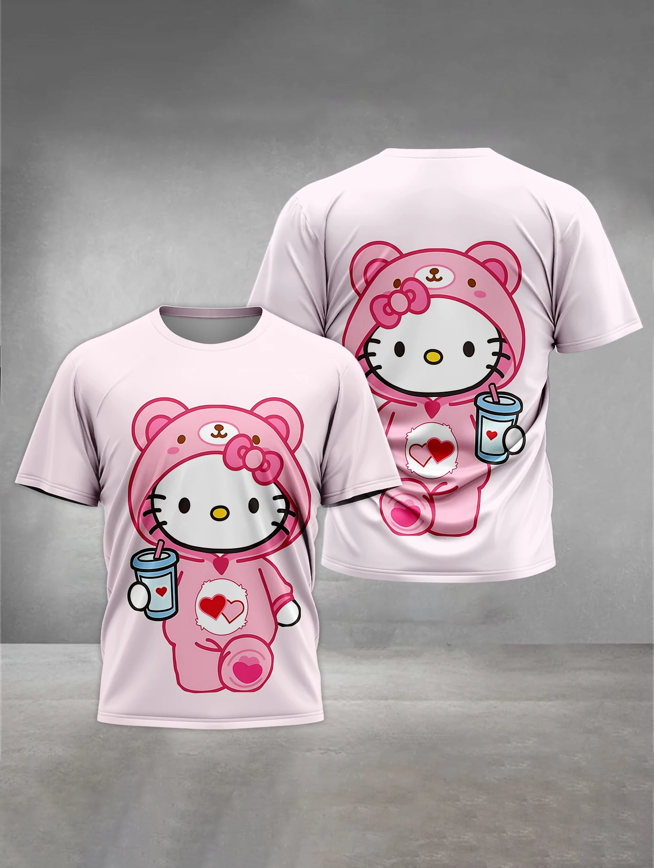 Kaiwa Hellos Kittys Print Baby Clothing 5 to 14 Years Male Outdoor Clothes for Children Boy Girl Child T-Shirt Top Shirts