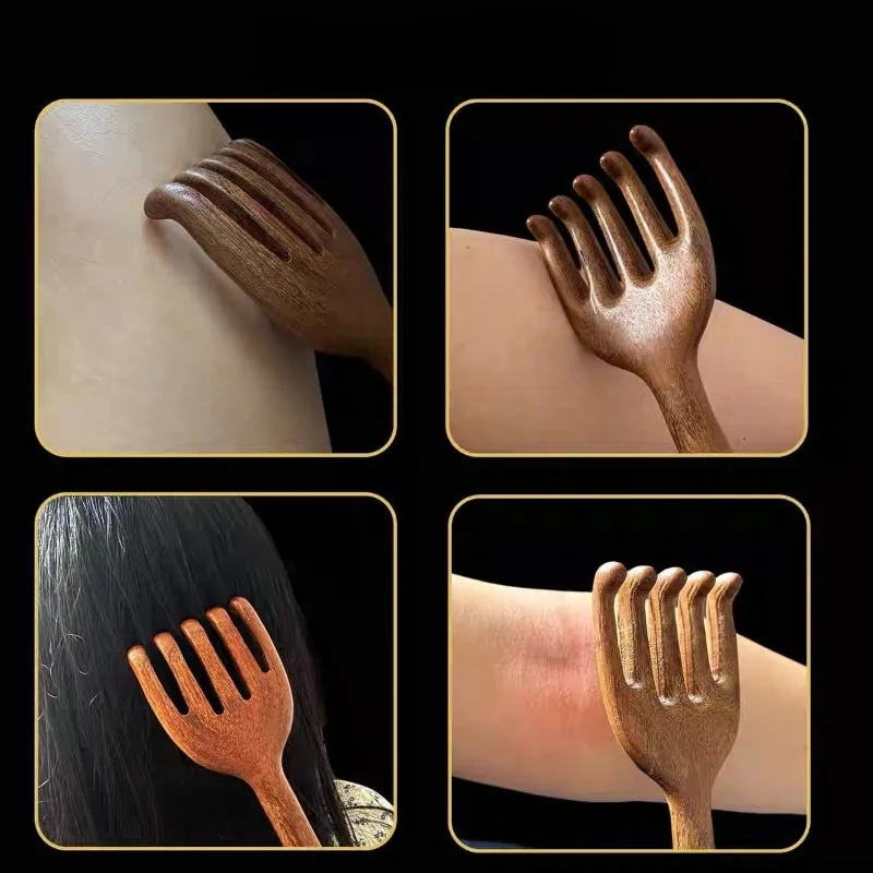 

Деревянный массажер-скребок для спины, противозудный гребень с многофункциональной ручкой для пожилых людей, для домашнего использования