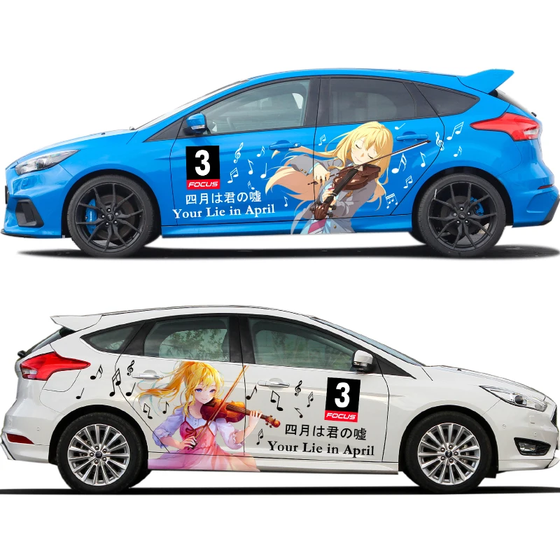 

Car Itasha Body Sticker Vinyl Film Cartoon Color Change Film Lie In The April Miyazono Kaori Door Side Decals