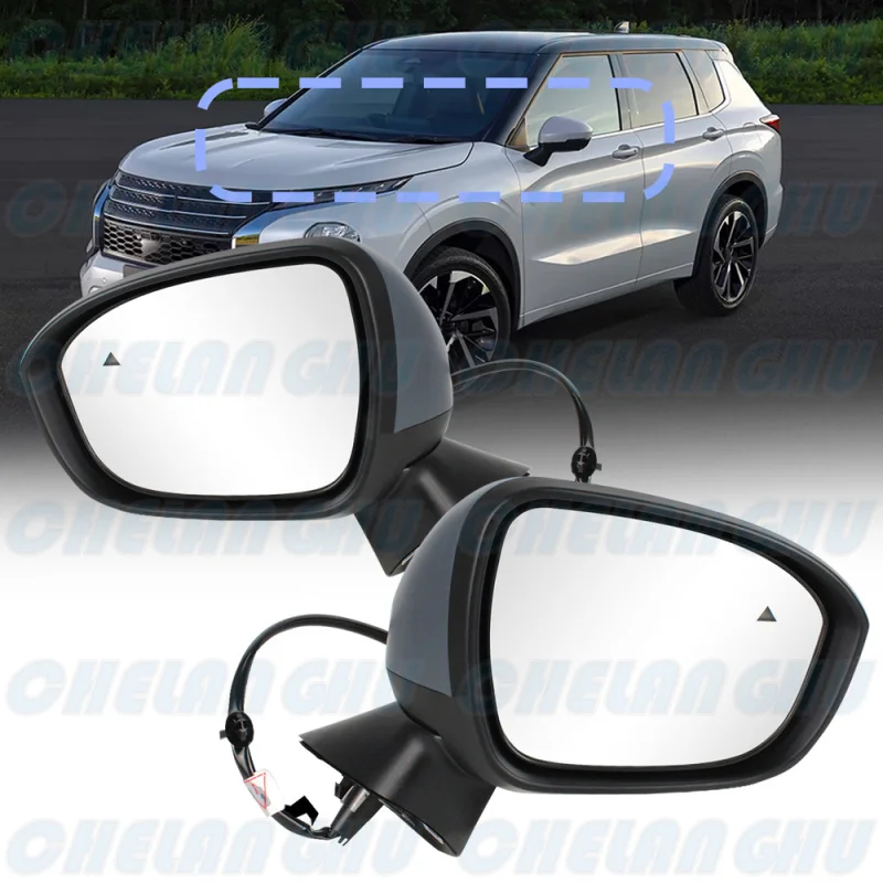 

For Mitsubishi Outlander 2022 2023 2024 1 Pair 9+2 Pins Paintable Blind Spot Power Fold Mirror Assembly With Camera