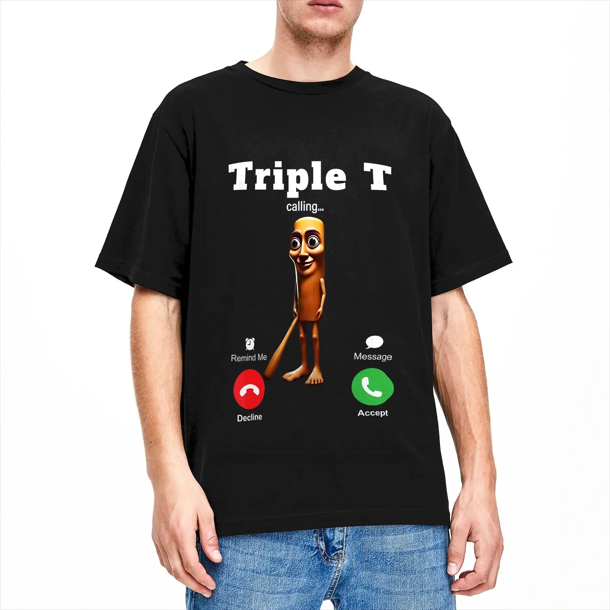 Oversized T-Shirt Summer Tung Tung Tung Sahur is Calling Meme Fun Brainrot Triple Fashion T-Shirts Cotton Tee Shirt Men Top Tees