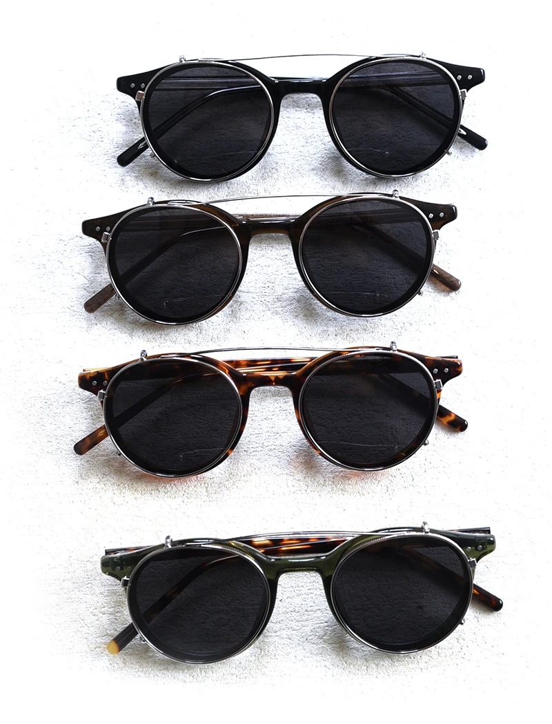 Kachawoo Polarisierte Clip-On-Sonnenbrille für Herren, TR90-Rahmen, Schwarz, Grün, Leopard, Retro, ovale Brille, Damen, UV400, abnehmbare Linse – Detail 1