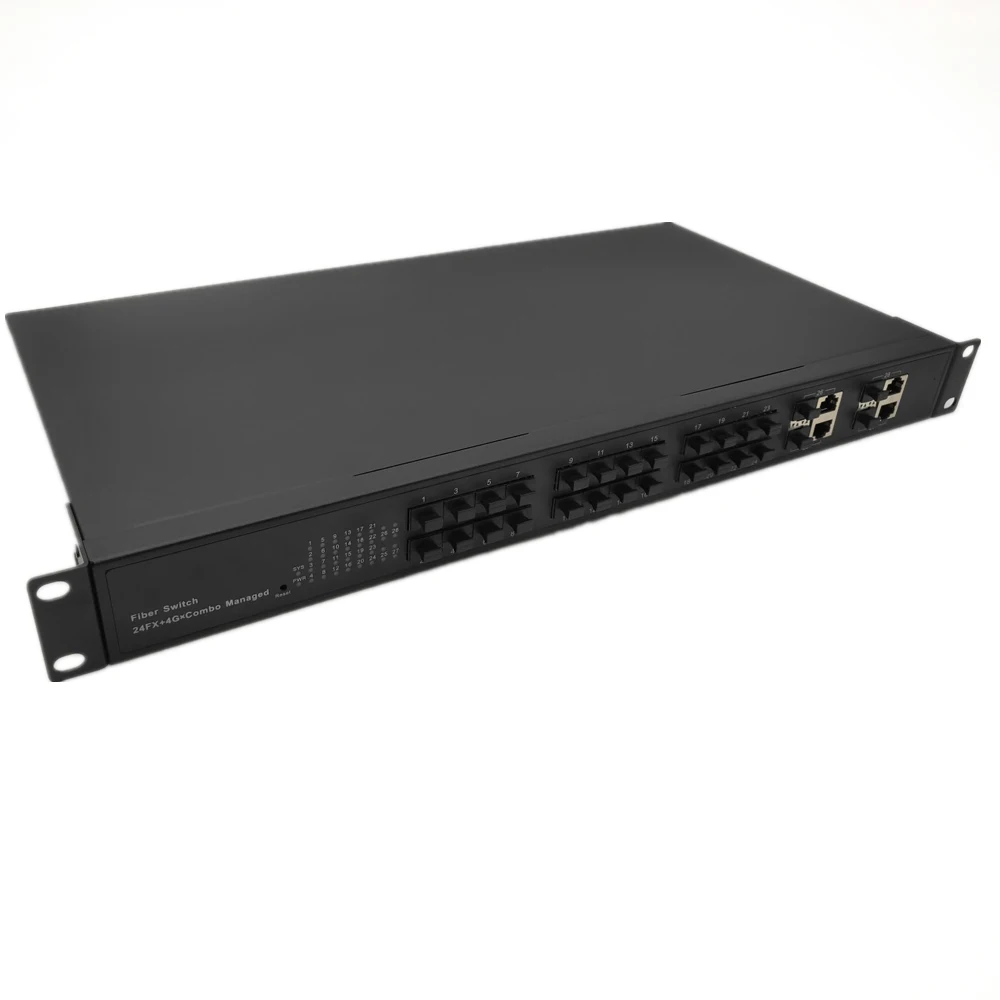 

24 port 100Base-FX(SFP) + 4 port gigabit combo Managed 24 port fiber switch