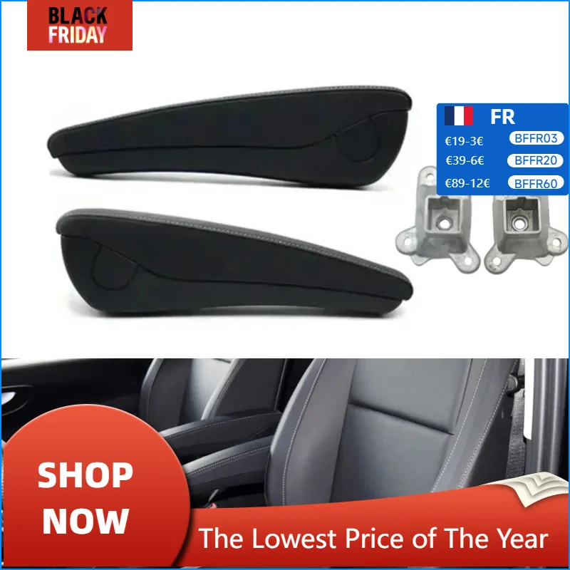 Black Left Right Front Seat Fold Armrest With Adjustable Bracket For Mercedes-Benz V-Class Vito Metris W447 W448 V260 2014-2022