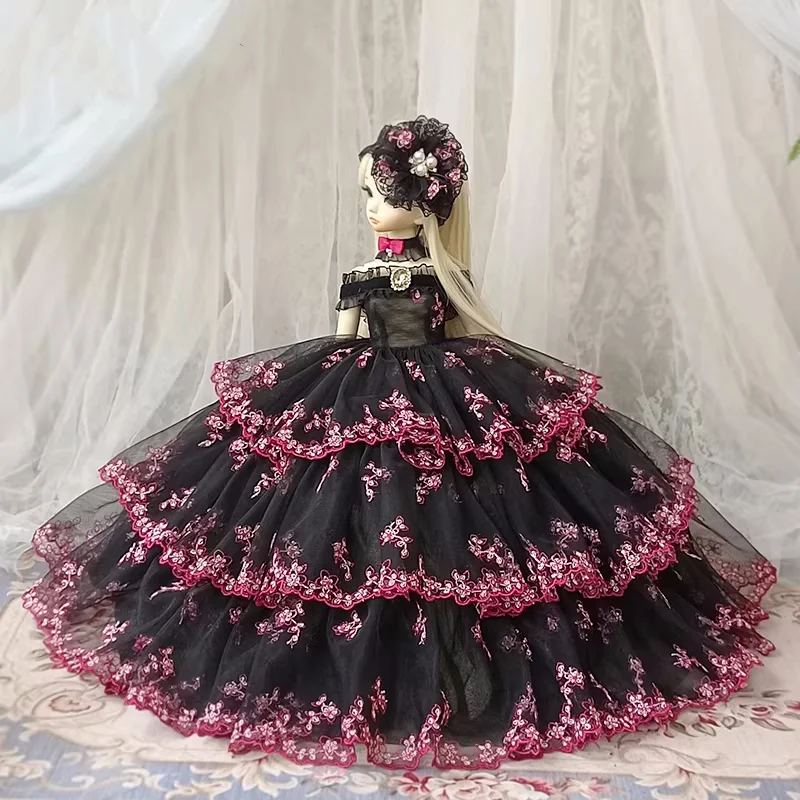 As roupas de boneca bjd são adequadas para acessórios de boneca de roupas de bolo preto tamanho 1/3 e 1/4