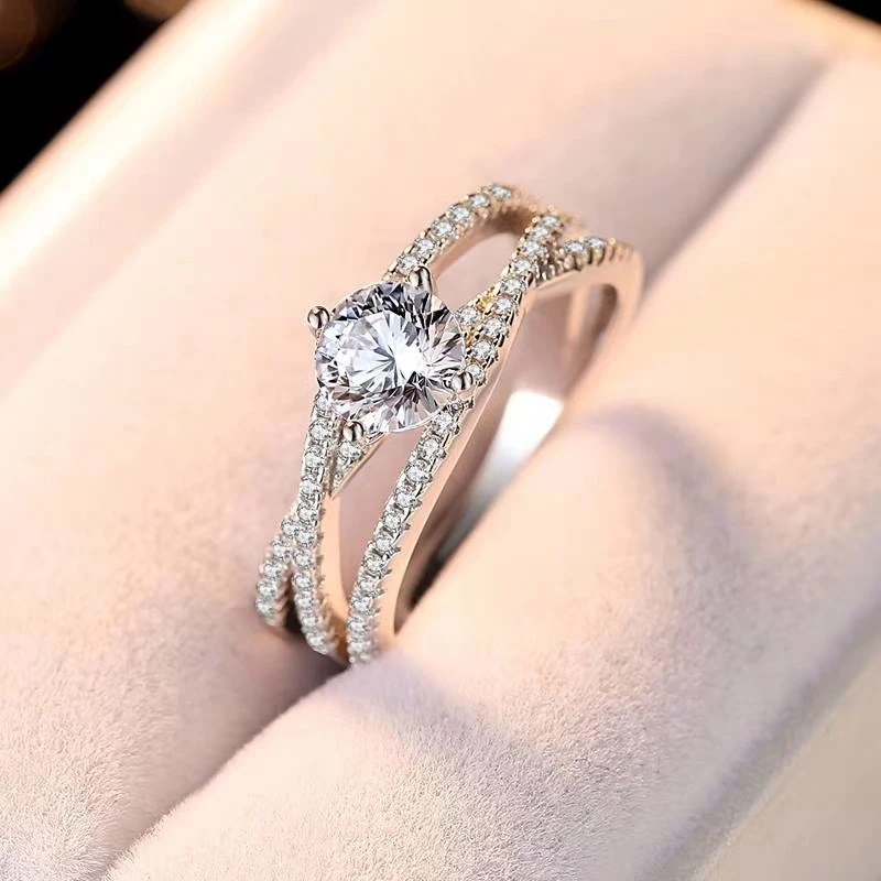 

KEEP YES 1ct 0.5ct Round Shape Moissanite Diamond Ring for Women Wedding Bands S925 Sterling Silver with GRA Fine Jewelry