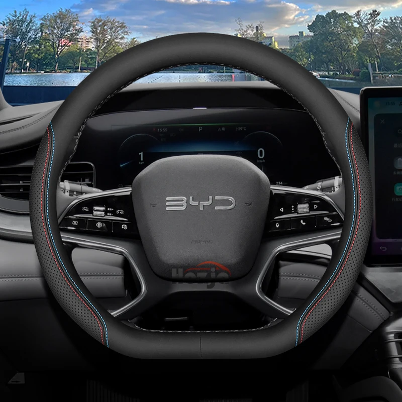 

Leather Car Steering Wheel Cover for BYD Atto 3 Song Pro Plus Sealion 6 7 Dolphin Mini Yuan Up Seal U Tang EV Accessories 2025