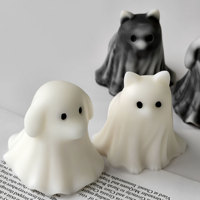 Cute Animal Puppy Kitten Spooky Silicone Mold DIY Ghost Aroma Candle Plaster Decoration Mould Halloween Candle Making Molds