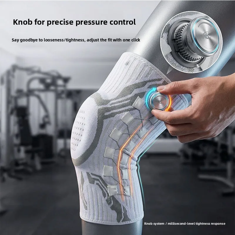 Right Leg Knob-Adjustable Sports Knee Brace with Spring Support Silicone Shock Absorption And Compression Knit for Knee Support