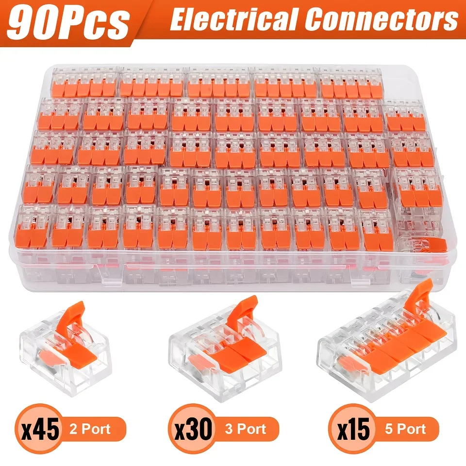 Universelle orange Schnellsteckklemmen mit 2/3/4/5 Ports, Steckverbinder für elektrische Geräte, Kabelverbinder-Klemmen 250V/32A Schnellsteckverbinder Industrielle Elektro-Zubehör Werkzeuglose Klemmen Elektrische Verbi – Detail 2