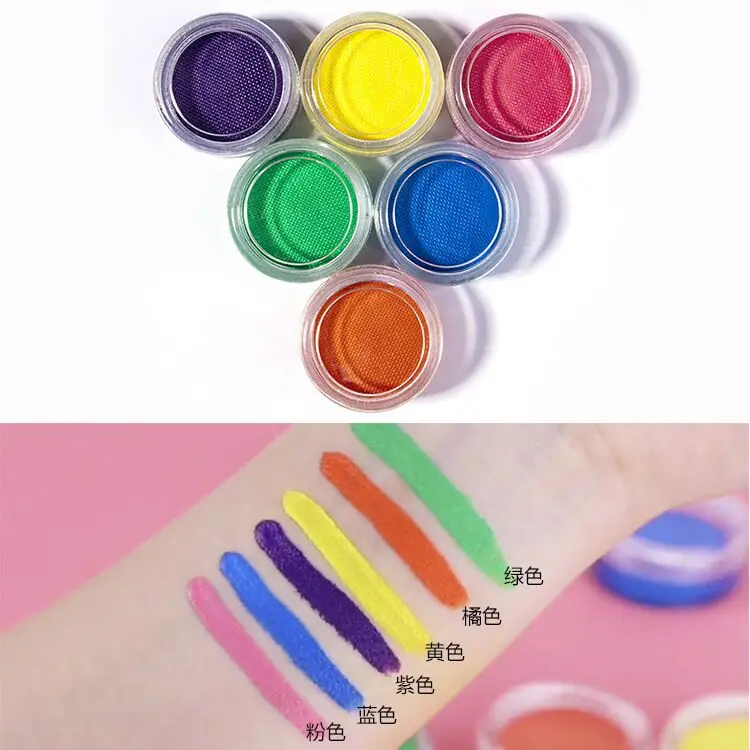 10g Two Colors  Face Body Paint Water Activated Safe Kids Flash Tattoo Painting Art Party Beauty Palett Wholesale Children Stage