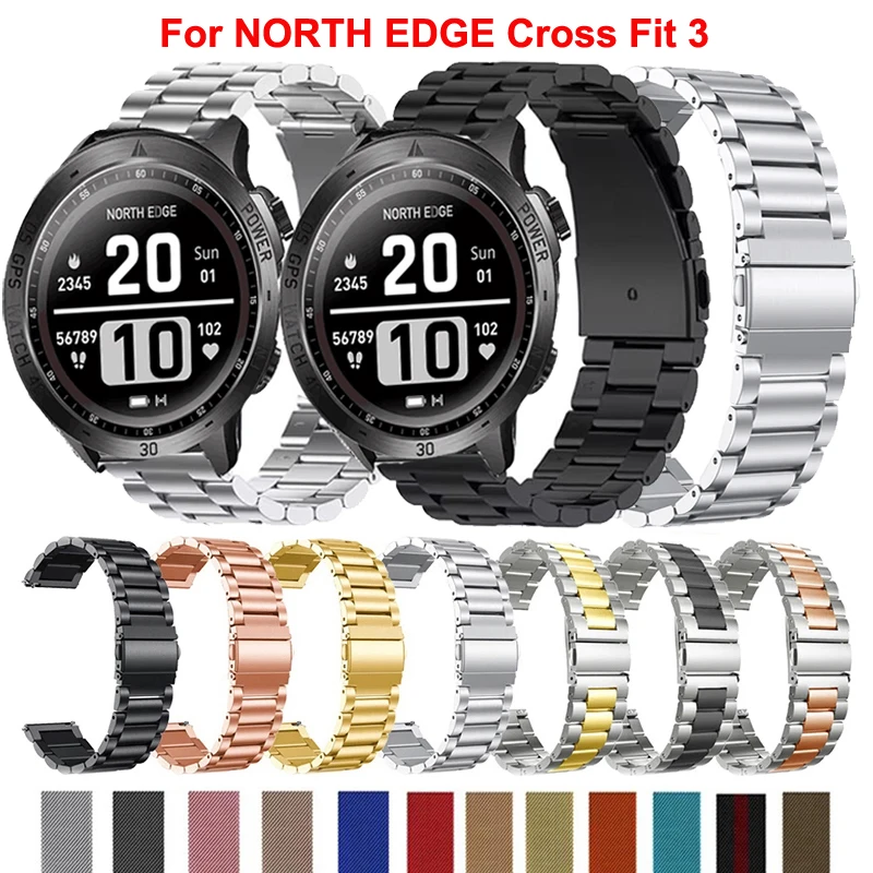 22mm Stainless Steel Strap For NORTH EDGE Cross Fit 3 Smartwatch Milanese Loop Bracelet Correa For NORTH EDGE Cross Fit 3 Band