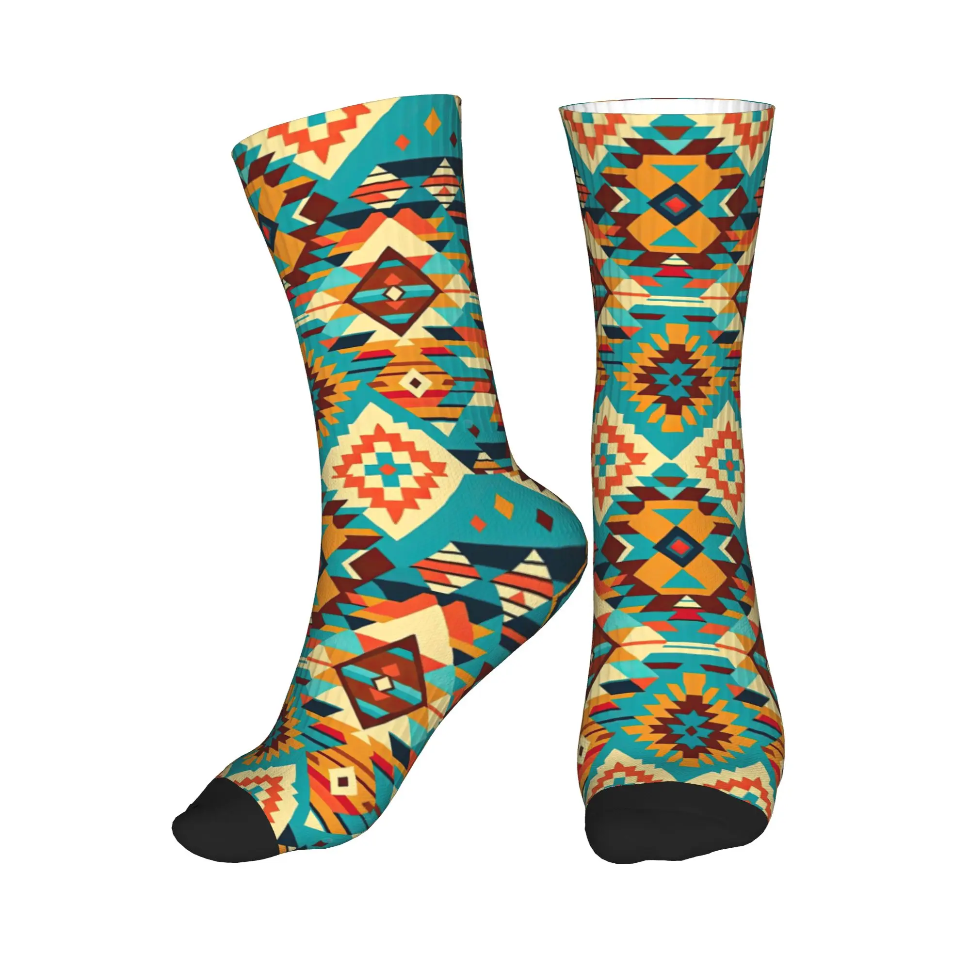 

Native American Southwest Ethnic Aztec Geometric Print Dress Socks Men Women Warm Funny Novelty Crew Socks