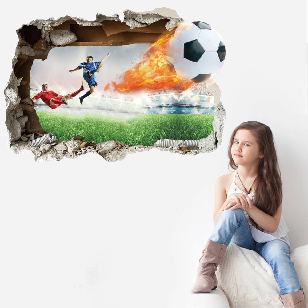 Creative Football Soccer ball wall stickers living room bedroom wall decals boys room decoration